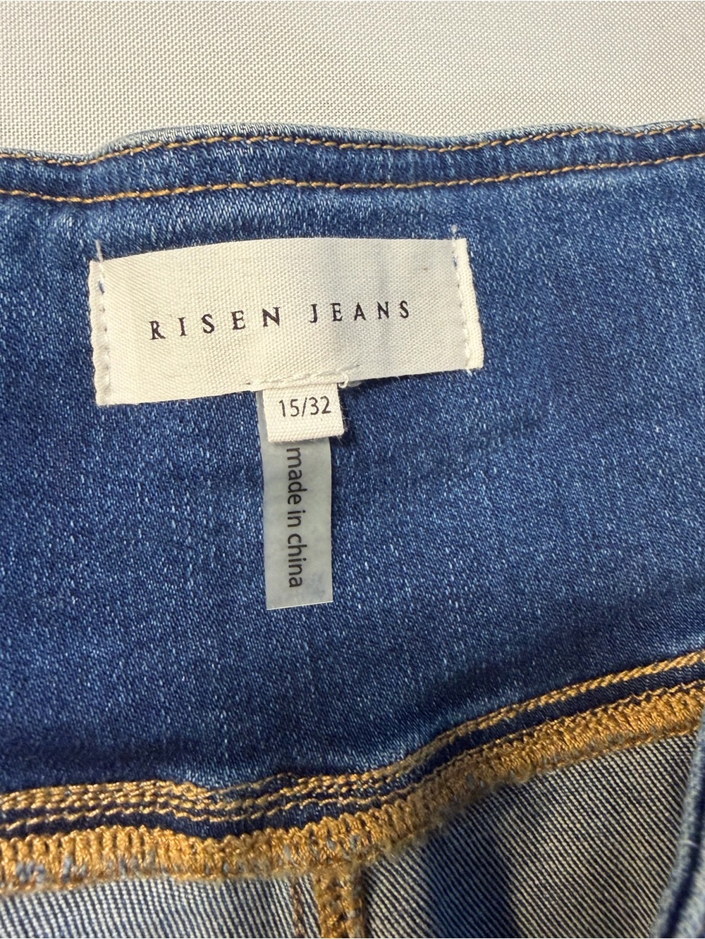 Risen Womens Sz 15 / 32 Straight Cropped High Rise Stretch Denim No Distress - Picture 4 of 11